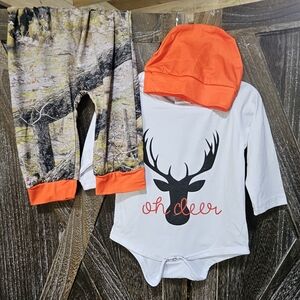 NWT Oh Deer Baby Outfit with Orange Accents